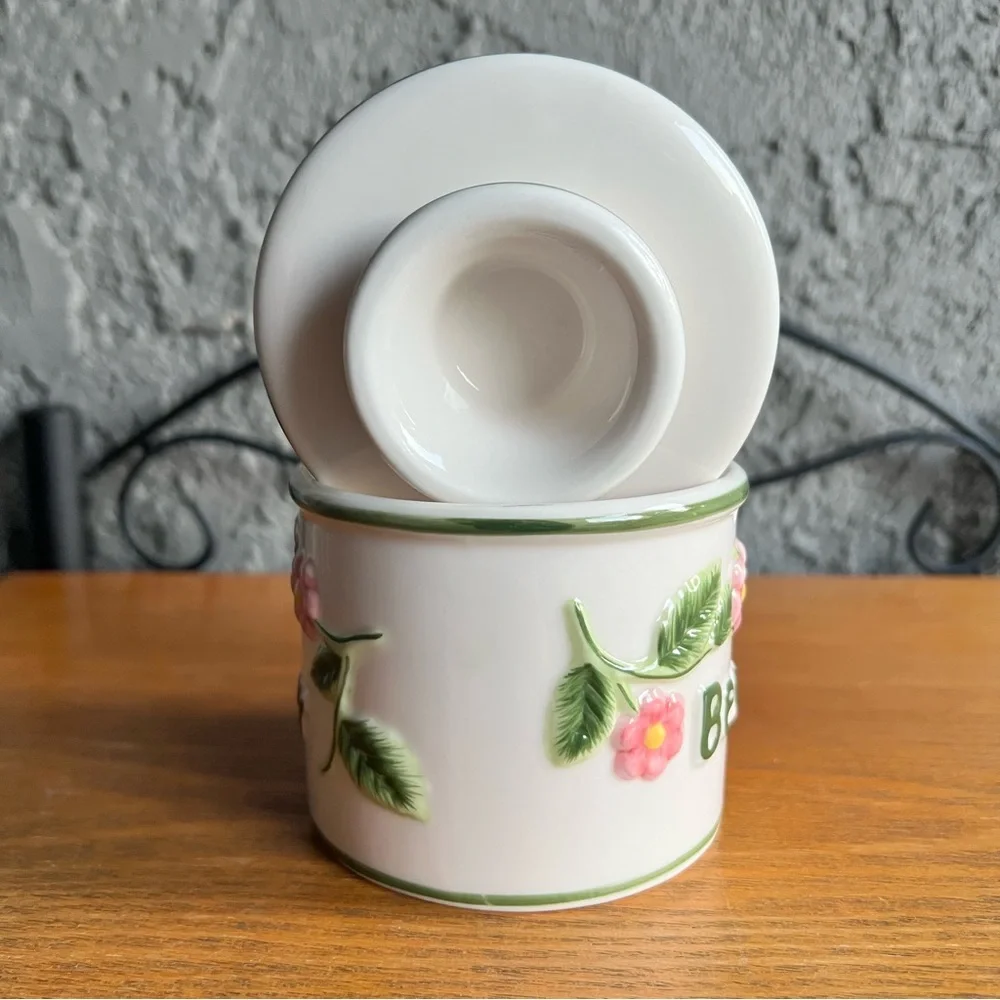 Butter Bell Keeper Crock Flowers French Beurre Floral